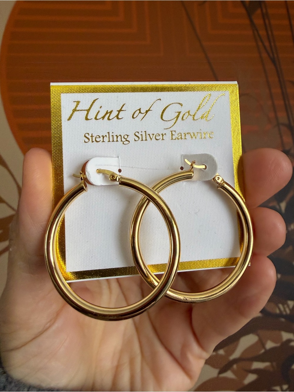 NWT Hint of Gold Sterling Silver Earwires Puffed Hoop Earrings - MSRP $50